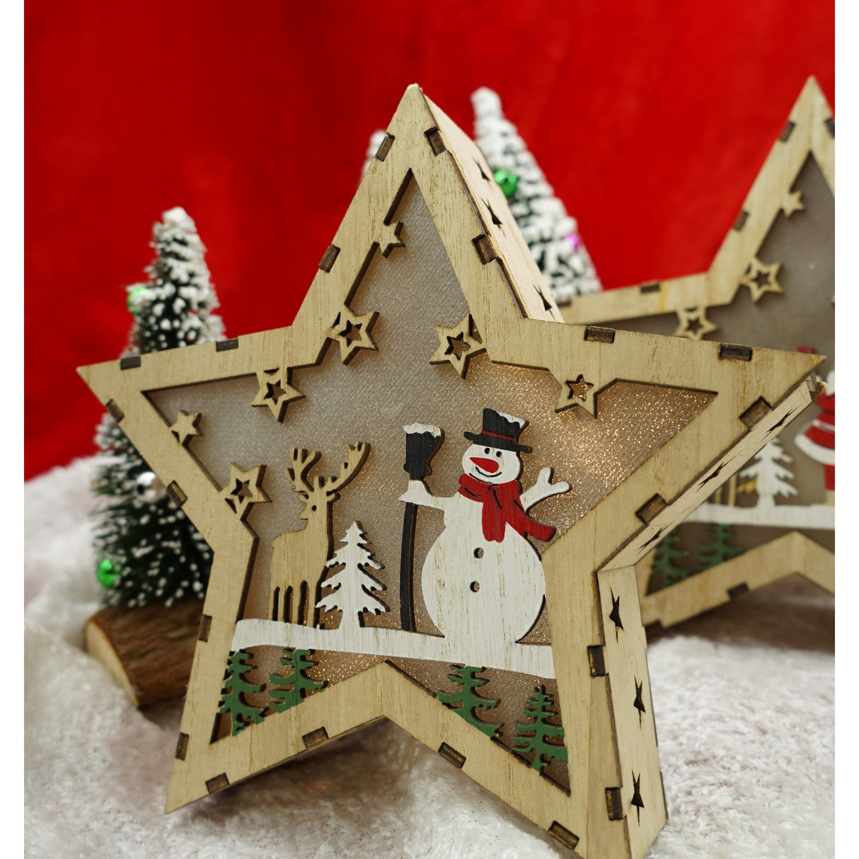 Decoratiune Luminoasa, Lungime: 18 Cm, Latime: 18 Cm, Inaltime: 4 Cm, Lemn, Interior/Exterior