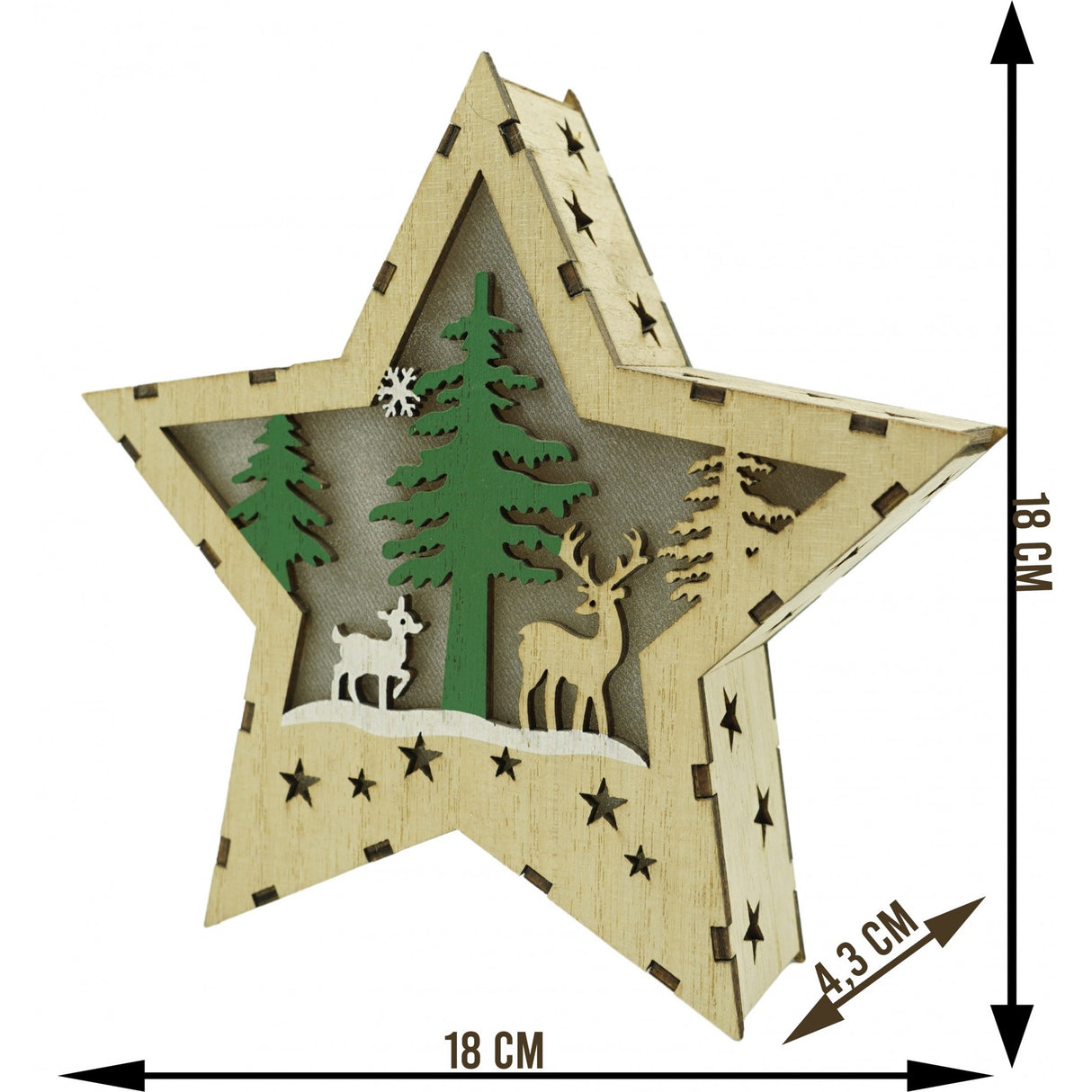 Decoratiune Luminoasa, Lungime: 18 Cm, Latime: 18 Cm, Inaltime: 4 Cm, Lemn, Interior/Exterior