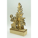Decoratiune Luminoasa, Peisaj Cu Cerb Si Brad, Lungime: 11 Cm, Latime: 5 Cm, Inaltime: 19 Cm, Lemn, Interior/Exterior