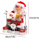 Decoratiune Mos Craciun, Flippy, Animat, care Canta si Danseaza, cu Tobe, Imbracat Festiv, 20x17 cm Inaltime, Rosu