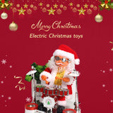 Decoratiune Mos Craciun, Flippy, Animat, care Canta si Danseaza, cu Tobe, Imbracat Festiv, 20x17 cm Inaltime, Rosu