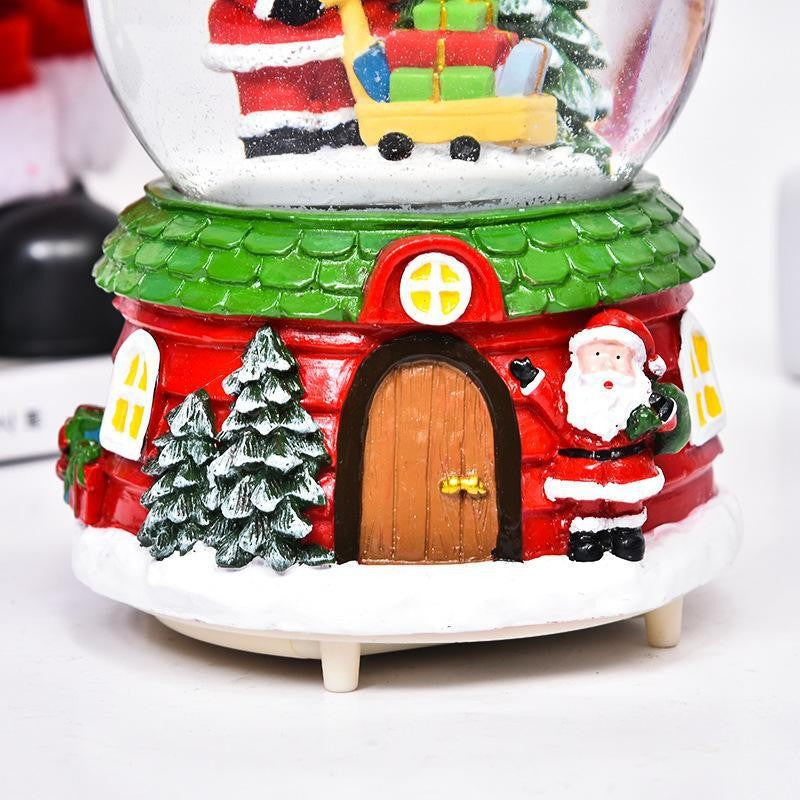Decoratiune Muzicala Glob Cu Zapada, Cu Lumini Si Muzica, Mos Craciun, 12.5 Cm