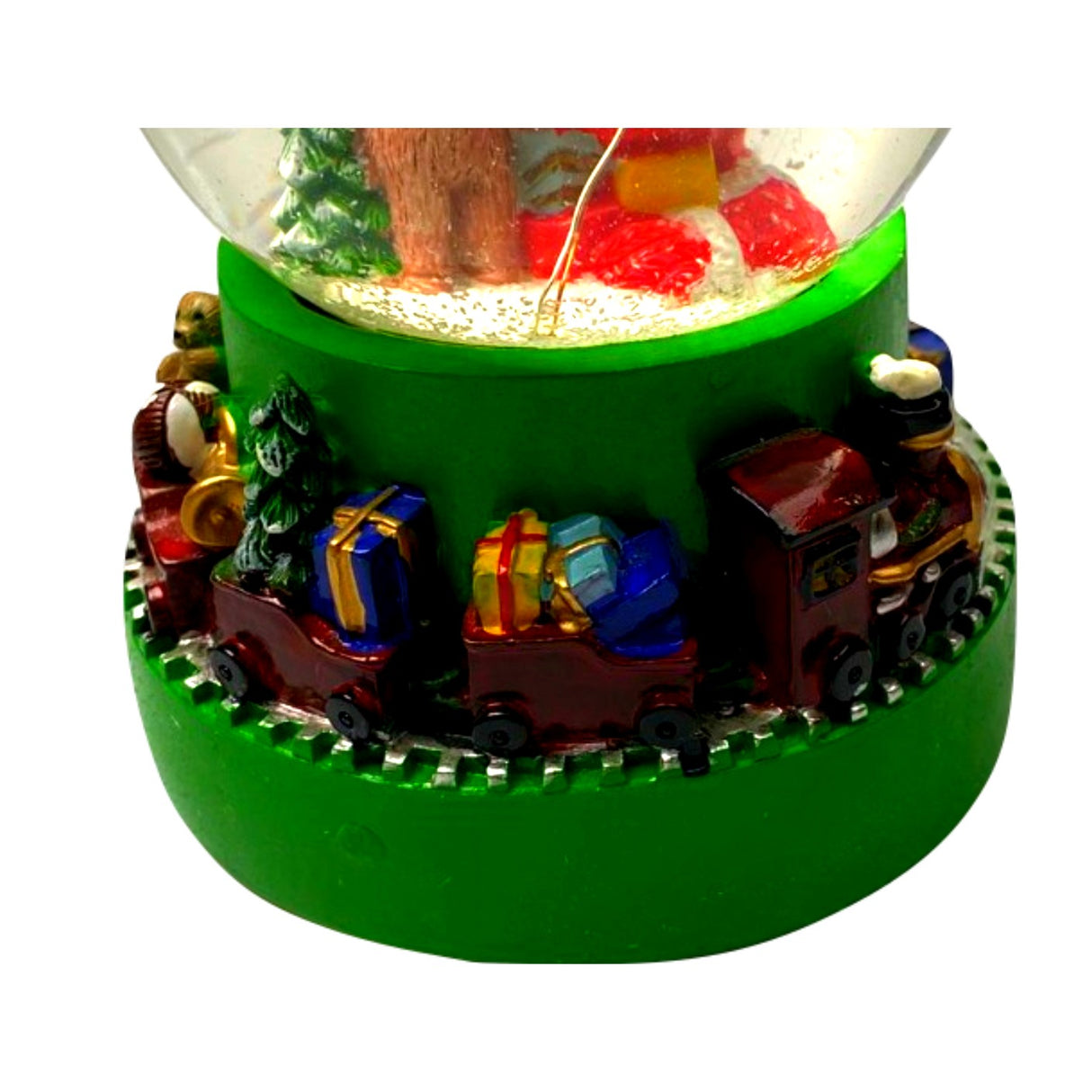 Decoratiune muzicala glob cu zapada, cu lumini si muzica, Mos Craciun, 13.5 cm, multicolor