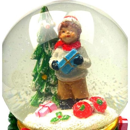 Decoratiune muzicala glob cu zapada, cu lumini si muzica, Mos Craciun, 15.5 cm, multicolor