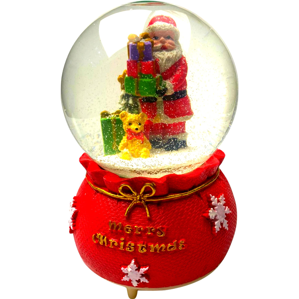 Decoratiune muzicala glob cu zapada, cu lumini si muzica, Mos Craciun, 16 cm, multicolor