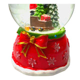 Decoratiune muzicala glob cu zapada, cu lumini si muzica, Mos Craciun cu sania, 13 cm, multicolor