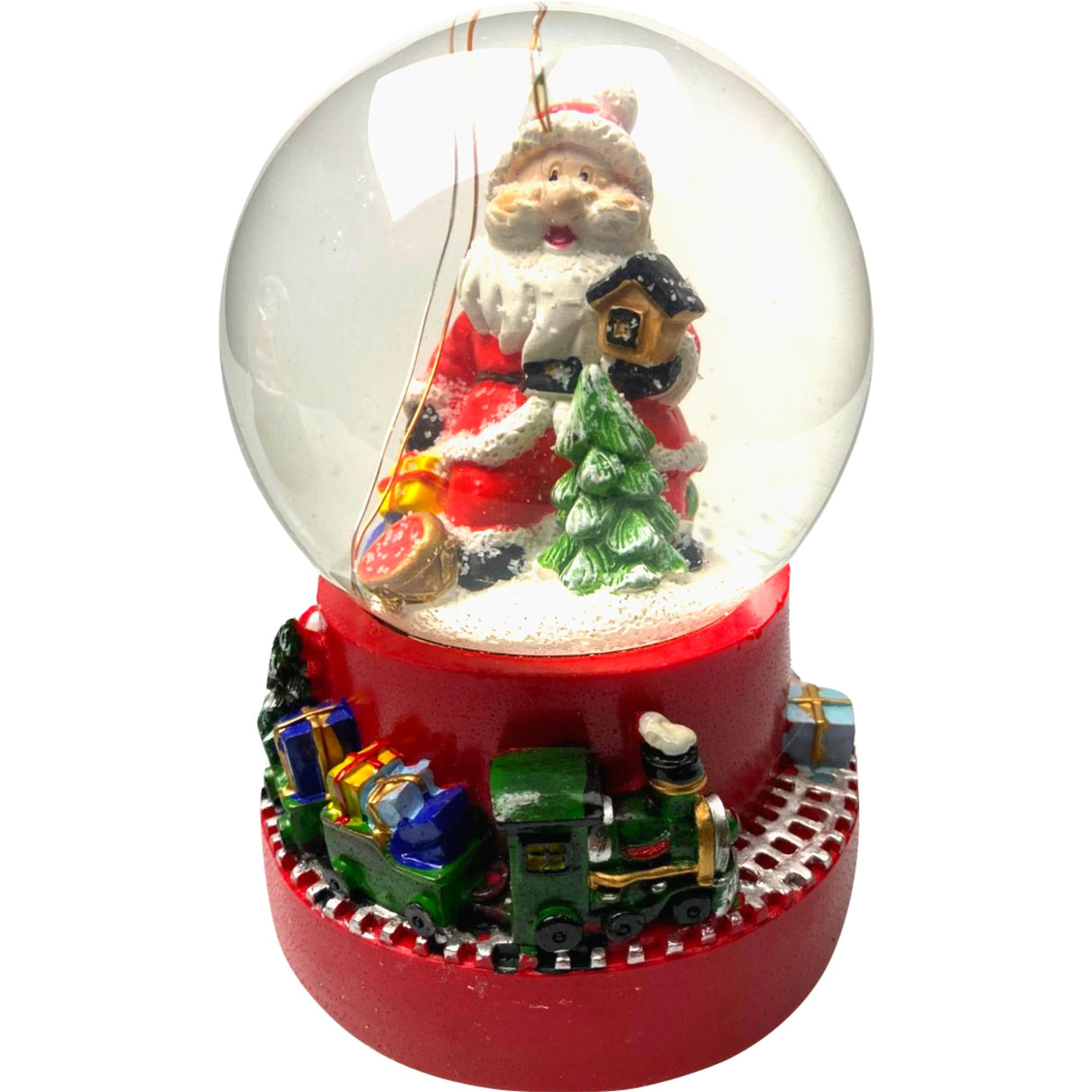 Decoratiune Muzicala Glob Cu Zapada, Cu Lumini Si Muzica, Mos Craciun, Cu Trenulet 13.5 Cm