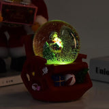 Decoratiune muzicala glob cu zapada, cu lumini si muzica, Mos Craciun, forma scaun, 13 cm, multicolor