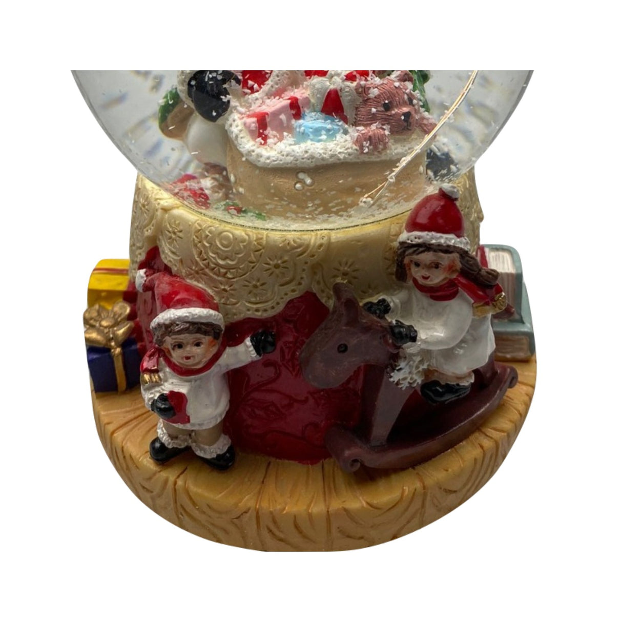 Decoratiune Muzicala Glob Cu Zapada, Cu Lumini Si Muzica, Mos Craciun Si Copilasi, 13 Cm