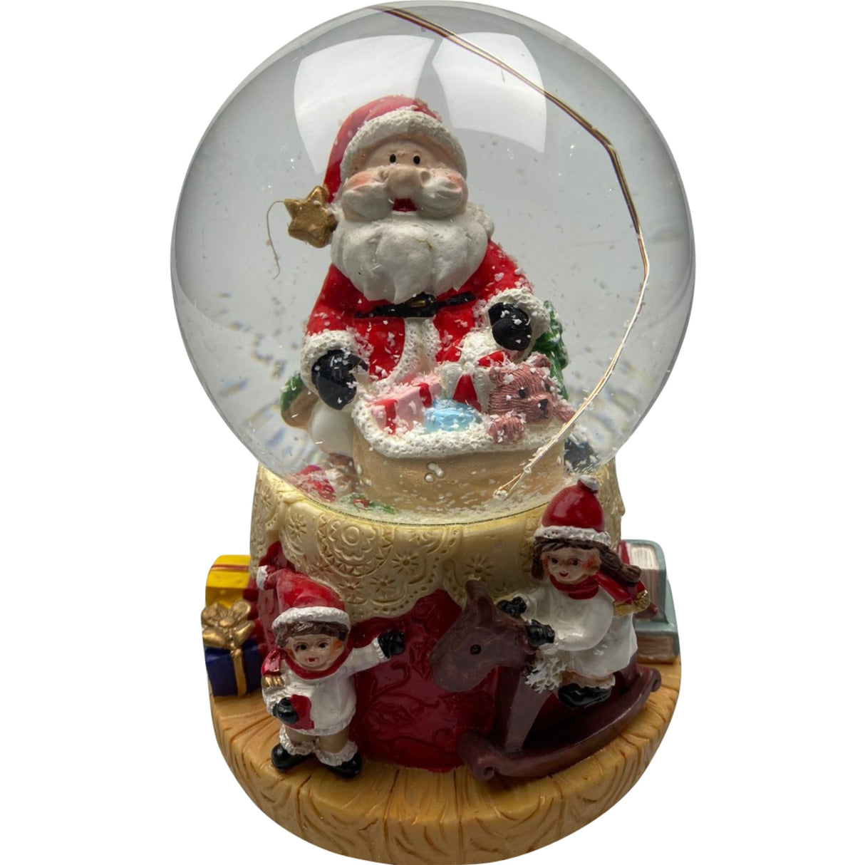 Decoratiune Muzicala Glob Cu Zapada, Cu Lumini Si Muzica, Mos Craciun Si Copilasi, 13 Cm