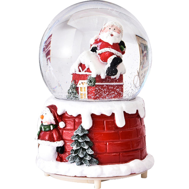 Decoratiune glob cu zapada Flippy, Mos Craciun pe casa, model 2, diametru 6.5 cm, multicolor - vivimall.ro