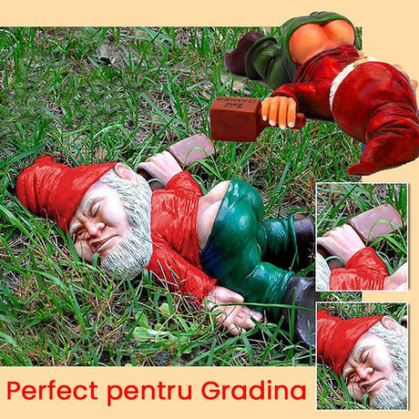 Decoratiune Pentru Gradina, Statuie Amuzanta Pentru Gradina, Decor Pentru Gradina, Gnom Beat, 12 Cm - vivimall.ro