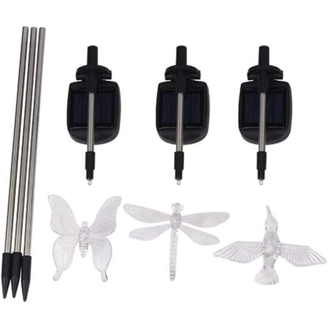 Set 3 Lampi Solare LED tip pasare-fluture-libelula, Inaltime 43 cm, Flippy, Multicolor