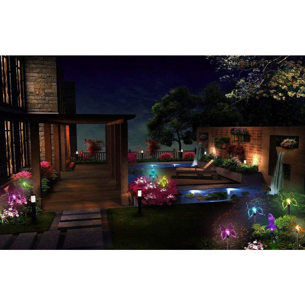 Set 3 Lampi Solare Led Tip Pasare-Fluture-Libelula, Inaltime 43 Cm, Multicolor - vivimall.ro