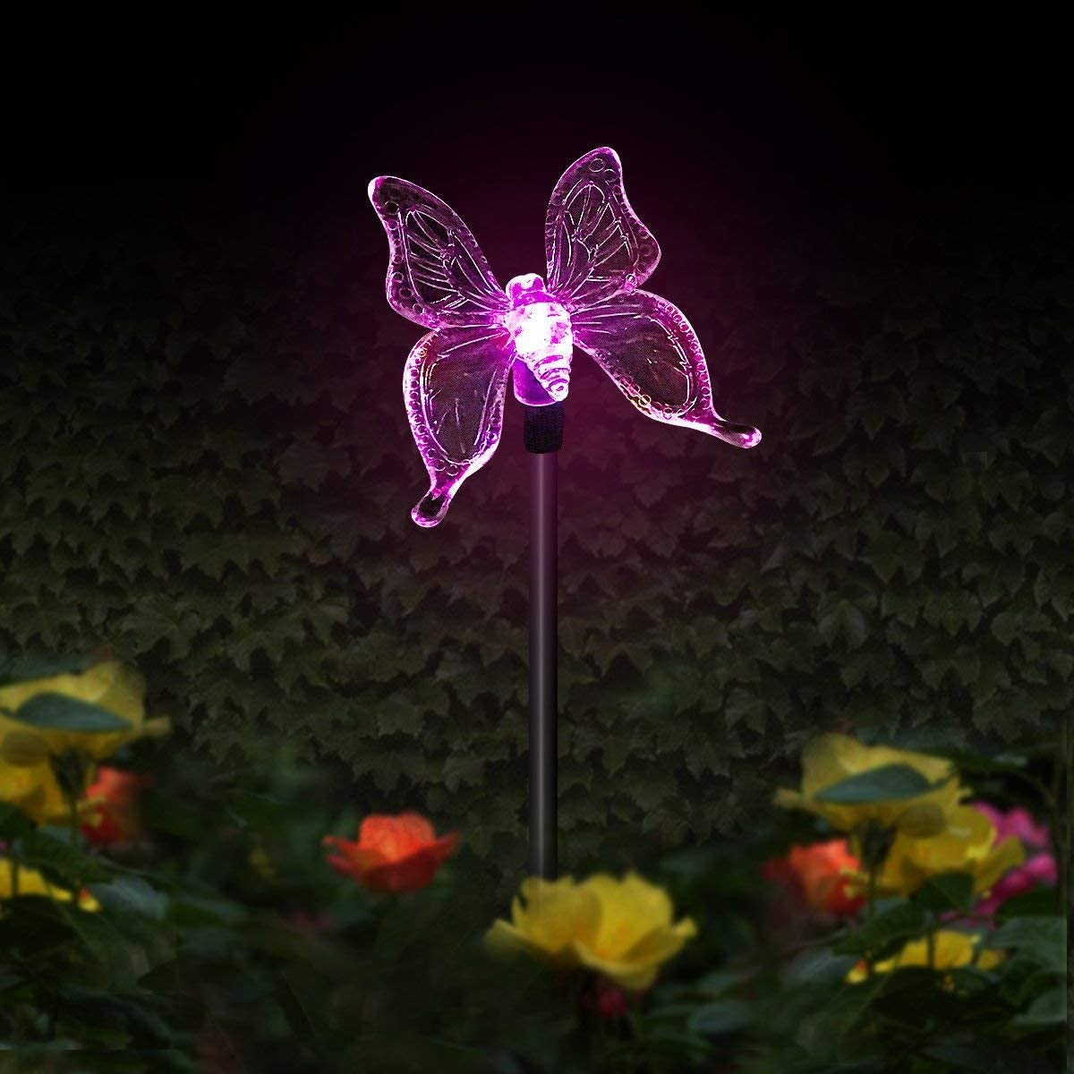 Set 3 Lampi Solare Led Tip Pasare-Fluture-Libelula, Inaltime 43 Cm, Multicolor - vivimall.ro
