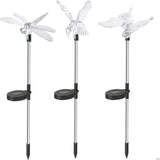 Set 3 Lampi Solare Led Tip Pasare-Fluture-Libelula, Inaltime 43 Cm, Multicolor - vivimall.ro
