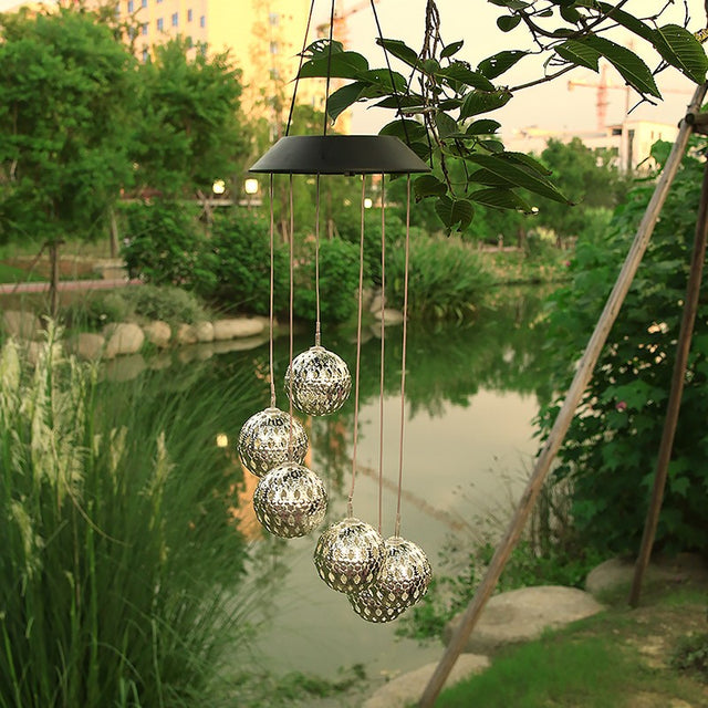 Lampa Solara De Tip Decoratiune Pentru Gradina, Model Clopotel De Vant, Alb Cald - vivimall.ro