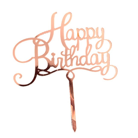 Decoratiune Topper Pentru Tort, Model Happy Birthday, Tematica Aniversare, 10 Cm,
