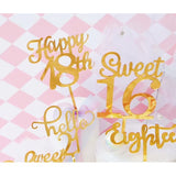 Decoratiune Topper pentru Tort, Vivimall, Model Happy18th, Dimensiuni 10 cm, Tematica Majorat, Auriu - vivimall.ro
