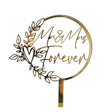 Decoratiune Topper pentru Tort, Vivimall, Model Mr&Mrs Forever, Tematica Nunta, 10 cm, Auriu - vivimall.ro