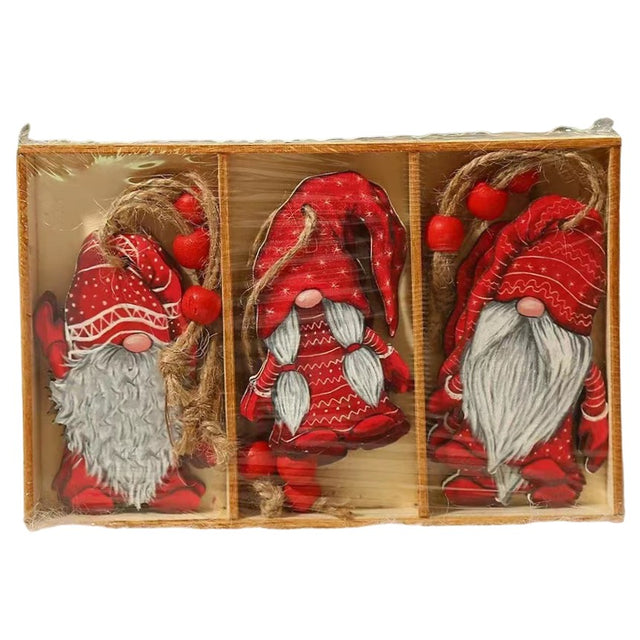 Set 9 Decoratiuni De Craciun Din Lemn, Cu Snur Pentru Agatare In Brad, 3 Modele - vivimall.ro