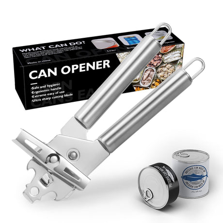 Deschizator Conserve Material Inox, Ergonomic, Gri - vivimall.ro