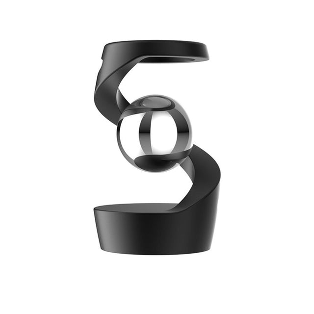Fidget spinner Flippy giroscop levitant negru, vedere frontală, dimensiuni 65x42x42 mm, 145 g