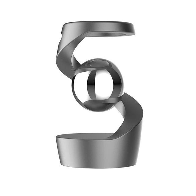 Giroscop levitant Flippy anti-stres pentru adulți, spinner flotant din metal gri, 65x42x42 mm, vedere frontală