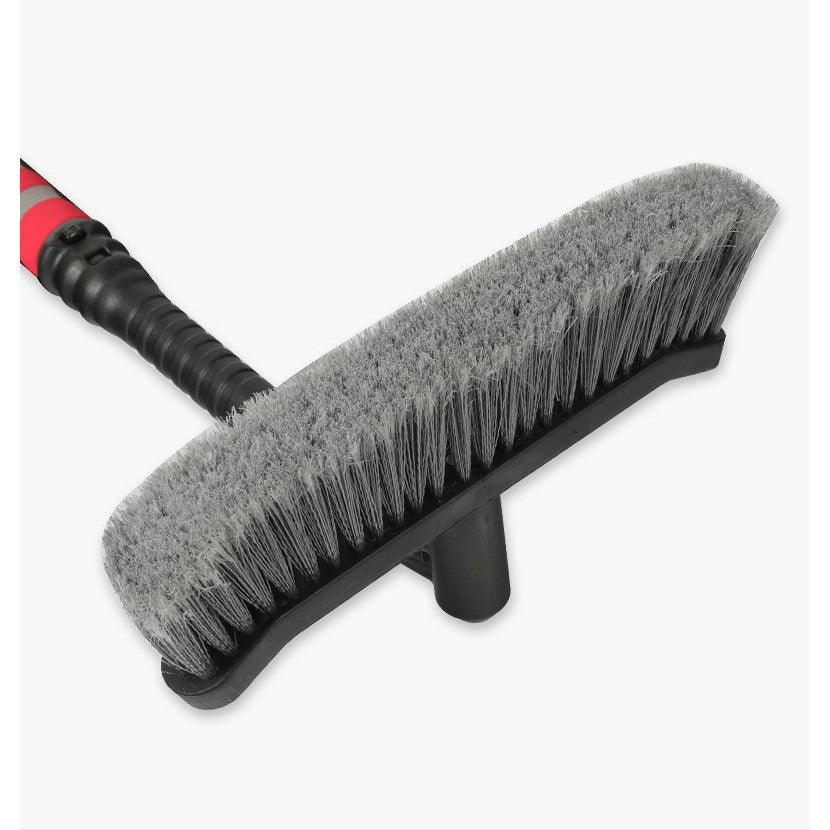 Perie de Zapada cu Racleta pentru Masina, Flippy, Multifunctionala, Rotativa, Demontabila, cu Maner Antiderapant, Aluminiu, Plastic, Fragmentarea Ghetii de pe Parbriz, Solutia pentru Iarna, pentru Dezghetare, 54x10.5x27 cm, Rosie