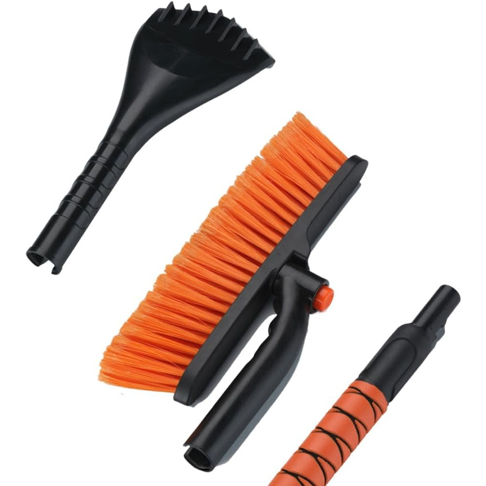 Perie De Zapada Cu Racleta Pentru Masina, Multifunctionala, Rotativa, Demontabila, Cu Maner Antiderapant, Telescopica, Aluminiu, Plastic, Fragmentarea Ghetii De Pe Parbriz, Solutia Pentru Iarna, Pentru Dezghetare, Portocalie - vivimall.ro