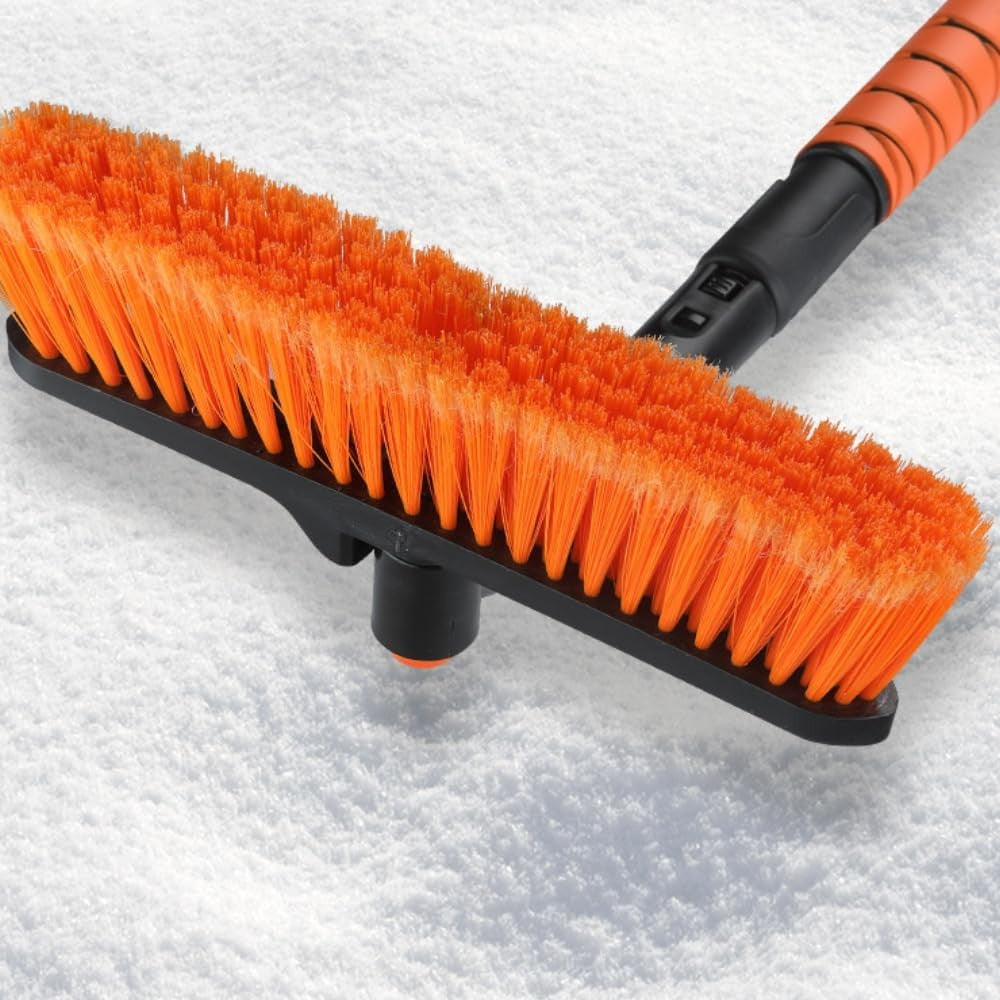 Perie De Zapada Cu Racleta Pentru Masina, Multifunctionala, Rotativa, Demontabila, Cu Maner Antiderapant, Telescopica, Aluminiu, Plastic, Fragmentarea Ghetii De Pe Parbriz, Solutia Pentru Iarna, Pentru Dezghetare, Portocalie - vivimall.ro