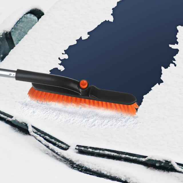 Perie De Zapada Cu Racleta Pentru Masina, Multifunctionala, Rotativa, Demontabila, Cu Maner Antiderapant, Telescopica, Aluminiu, Plastic, Fragmentarea Ghetii De Pe Parbriz, Solutia Pentru Iarna, Pentru Dezghetare, Portocalie - vivimall.ro