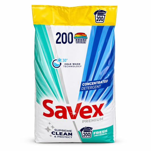 Detergent de Rufe Pudra, Savex Premium, Fresh Universal, Concentrat, 200 Spalari - vivimall.ro