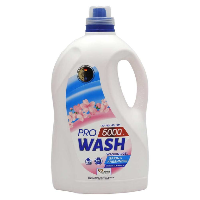 Detergent lichid Pro Wash Gel Spring Freshness 4,8 litri, 120 spălări, flacon frontal vedere generală