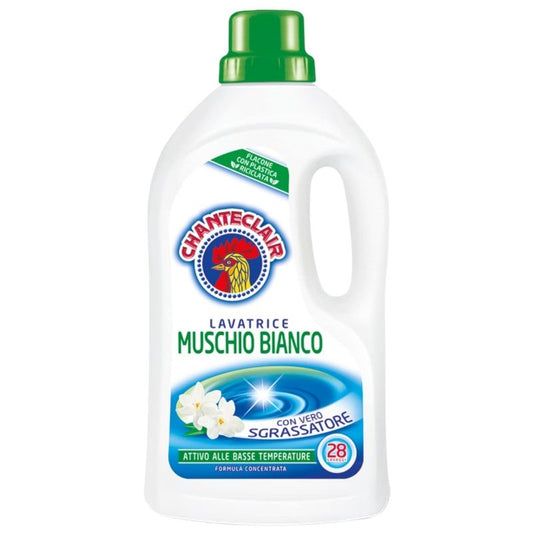 Detergent lichid rufe Chante Clair Muschio Bianco 1,26 litri, 28 spălări, flacon cu dop dozator, vedere frontală