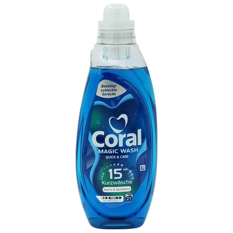 Detergent gel Coral Magic Wash 840 ml, formula Sport și Synthetics, flacon frontal cu dozator