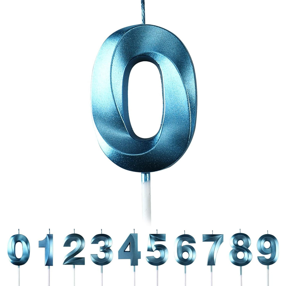 Lumanare Cifra 0, Flippy, Model Diamond, 5 x 3.4 cm, Albastru - vivimall.ro