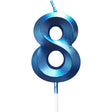 Lumanare Cifra 8, Flippy, Model Diamond, 5 x 3.4 cm, Albastru - vivimall.ro
