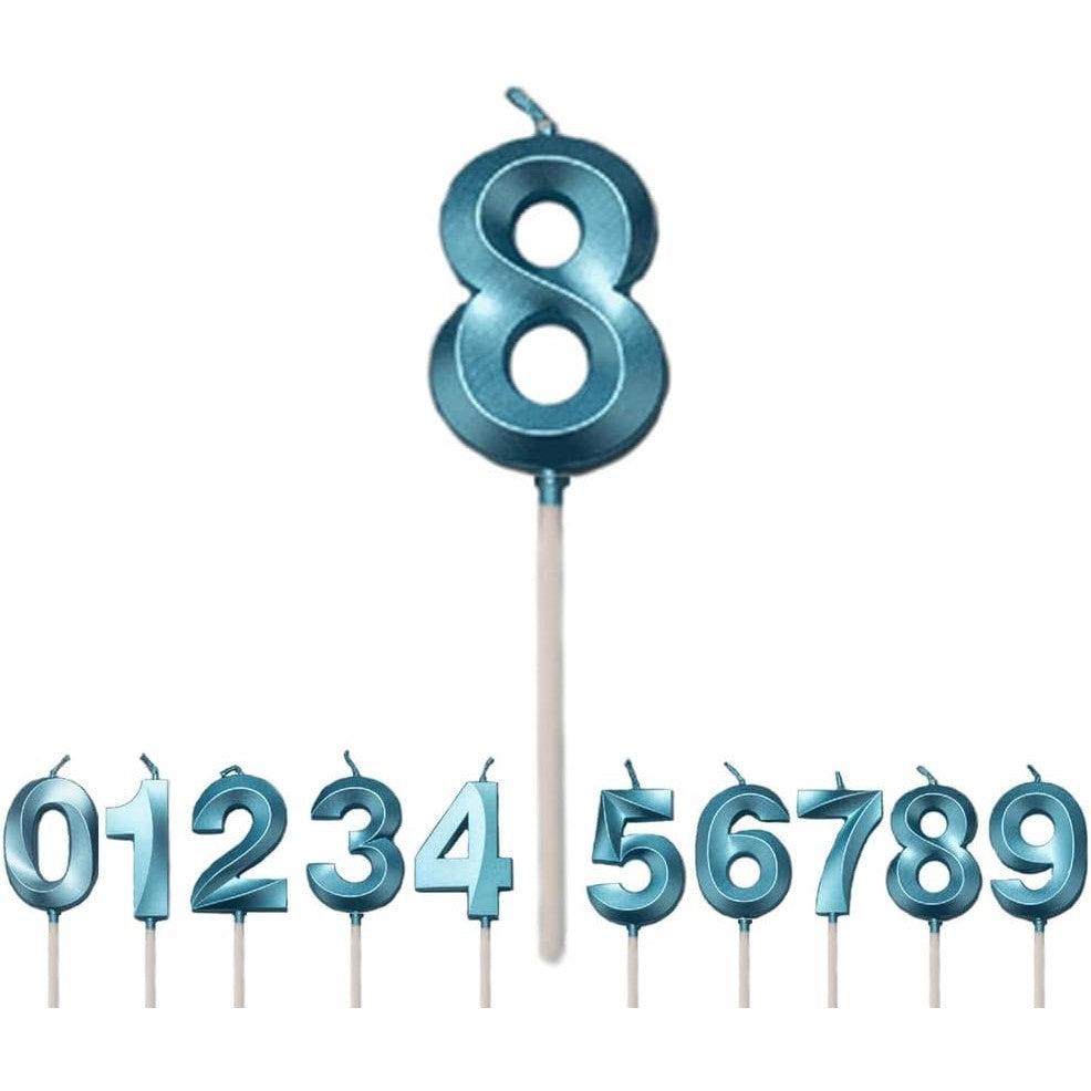 Lumanare Cifra 8, Flippy, Model Diamond, 5 x 3.4 cm, Albastru - vivimall.ro