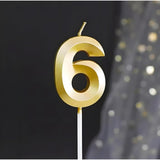 Lumanare Cifra 6, Flippy, Model Diamond, 5 x 3.4 cm, Auriu - vivimall.ro