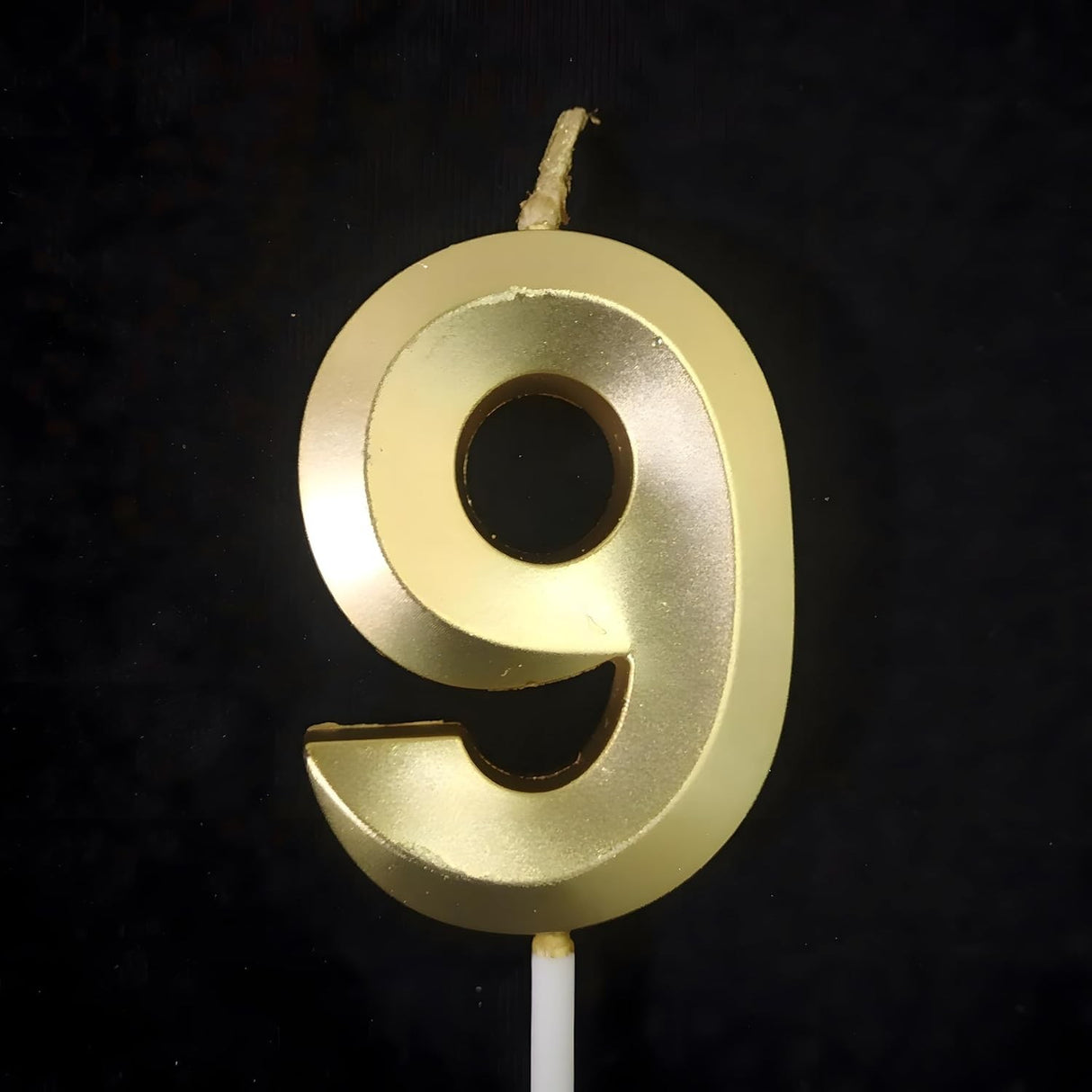 Lumanare Cifra 9, Flippy, Model Diamond, 5 x 3.4 cm, Auriu - vivimall.ro