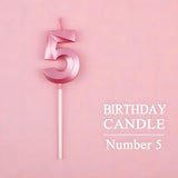 Lumanare Cifra 5, Flippy, Model Diamond, 5 x 3.4 cm, Roz - vivimall.ro