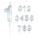 Lumanare Cifra 1, Flippy, Model Diamond, 5 x 3.4 cm, Argintiu - vivimall.ro