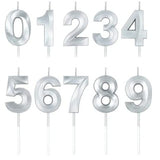 Lumanare Cifra 1, Flippy, Model Diamond, 5 x 3.4 cm, Argintiu - vivimall.ro