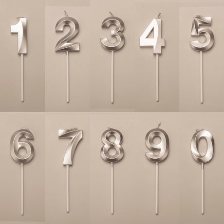 Lumanare Cifra 6, Flippy, Model Diamond, 5 x 3.4 cm, Argintiu - vivimall.ro