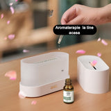Difuzor De Ulei Esential Cu Flacara Aromaterapie, Umidificator De Aer, Rezervor 180 Ml, Simulare Efectelor De Iluminare A Flacarii, Lumina Veghe Ajustabila