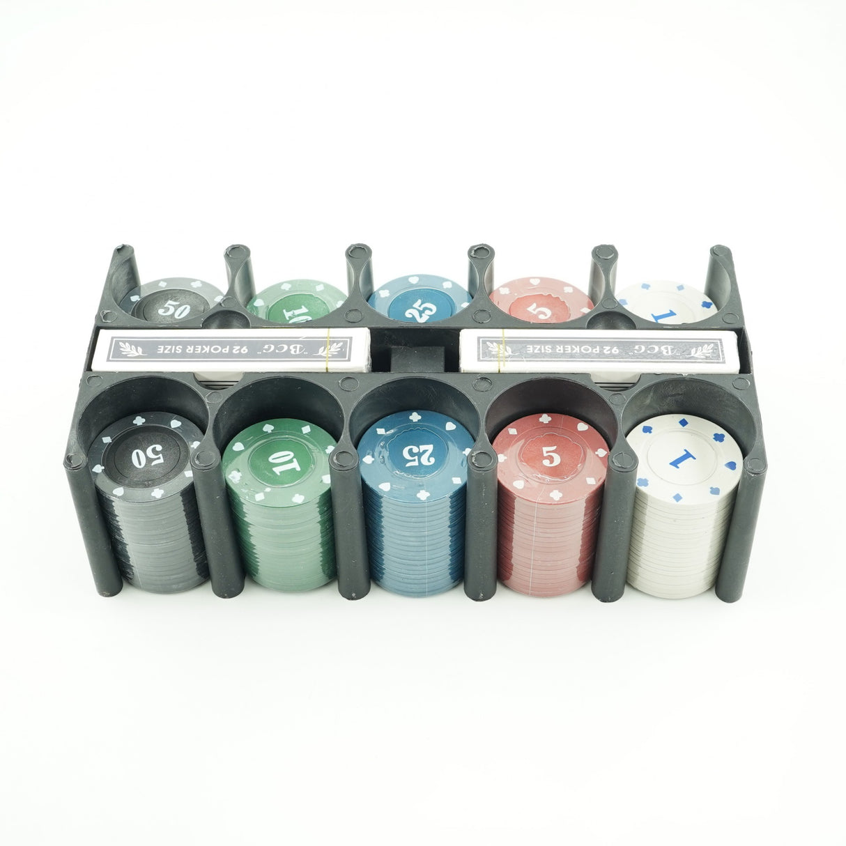 Set de Poker Complex cu 200 de jetoane Vivimall, Include 2 seturi de carti, Texas Hold`em set, portabil, cutie depozitare