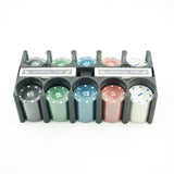 Set de Poker Complex cu 200 de jetoane Vivimall, Include 2 seturi de carti, Texas Hold`em set, portabil, cutie depozitare