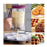 Dispenser de aluat pentru prajituri Vivimall, Batter Dispenser, din plastic, maner cu arc, 900 ml, usor de manipulat si utilizat, Mov - vivimall.ro