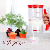 Dispenser de Aluat pentru Prajituri, Vivimall, din Plastic, Maner cu Arc, 900 ml, 18.5 x 11 cm, Rosu - vivimall.ro